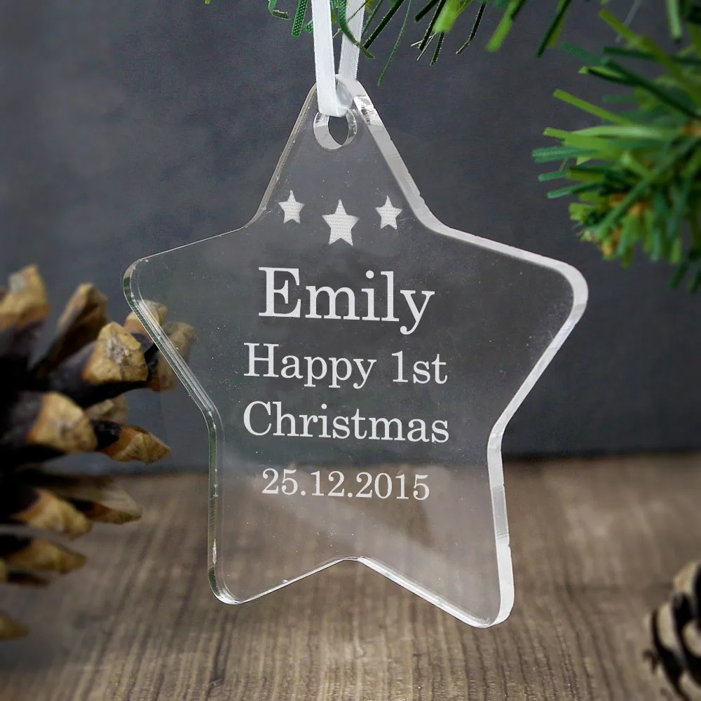 Clear Acrylic Star Decoration Personalized Christmas Ornament Buy