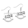 2018 wholesale metal women jewelry lady Antique silver plated lucky horse shaped Trojan horse charm pendant earrings for girls