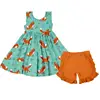March Little fox printed outfits for kid girls milk silk childeren's clothing