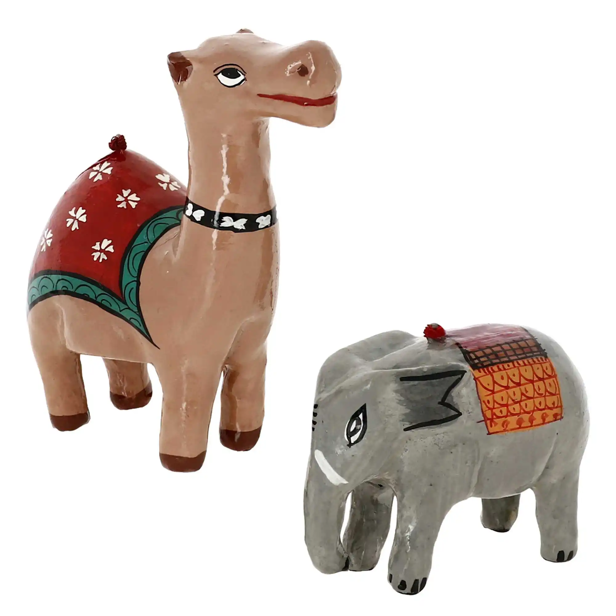 Paper Mache Animal Decor Christmas Ornaments Camel And Elephant