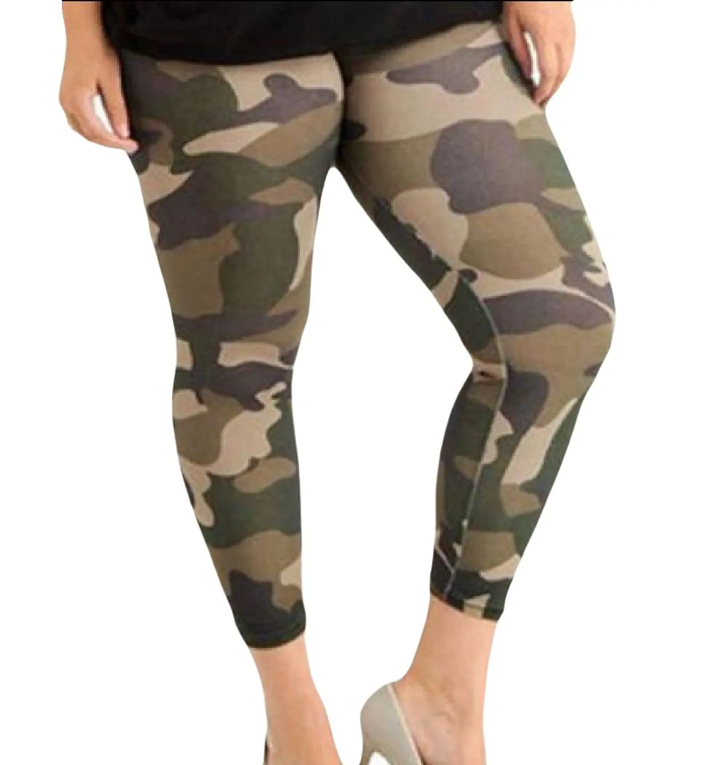 FreelyWomen Freely Womens Plus-size Jeggings Camouflage Color Yoga Pants