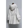 Luxury Warm Winter Women Cross Mink Fur Overcoat Real Mink Fur Coat with Hood
