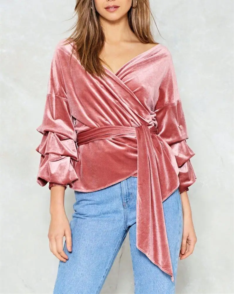 ruffle sleeve wrap top