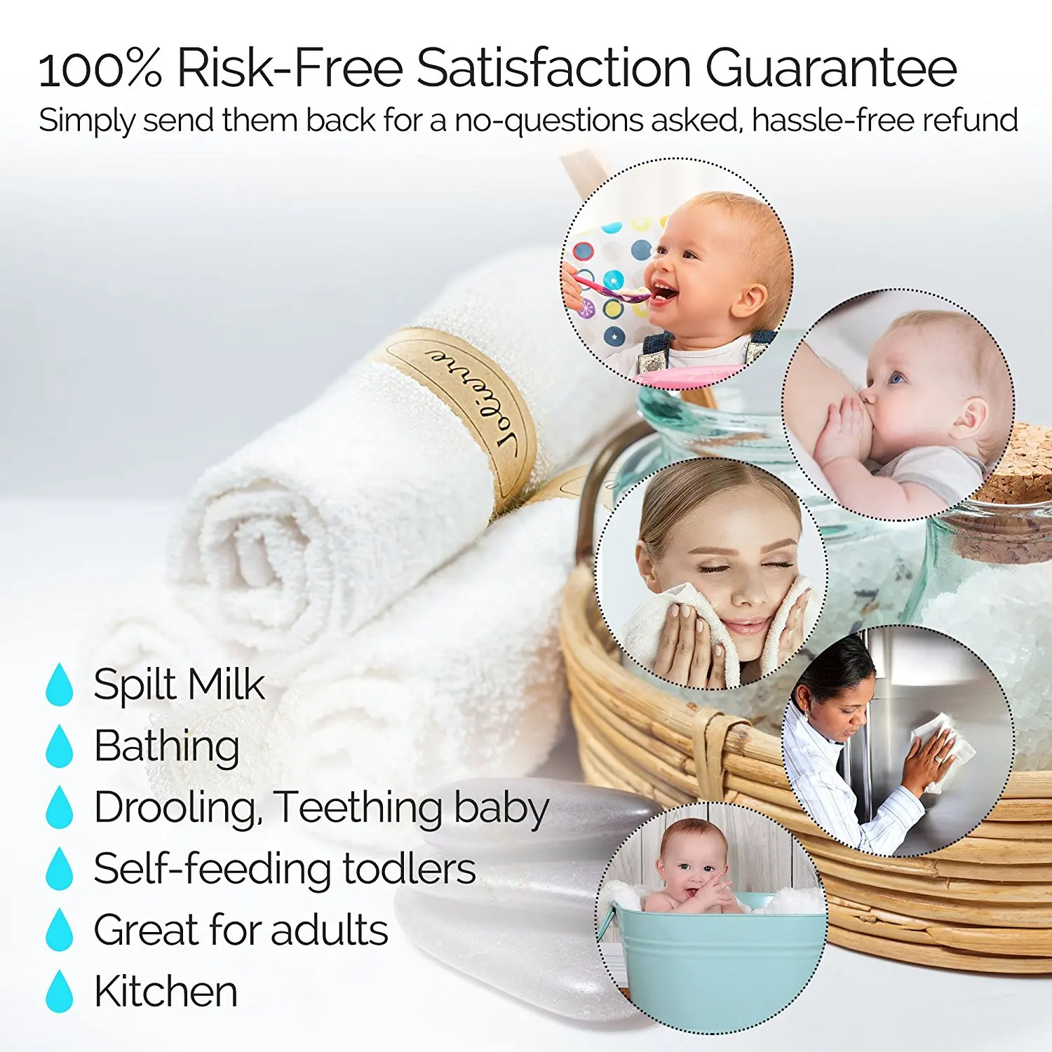 China Custom Ecofriendly Soft Organic Bamboo Baby Washcloths Towel