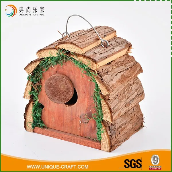 Wooden log squirrel house with acrylic window