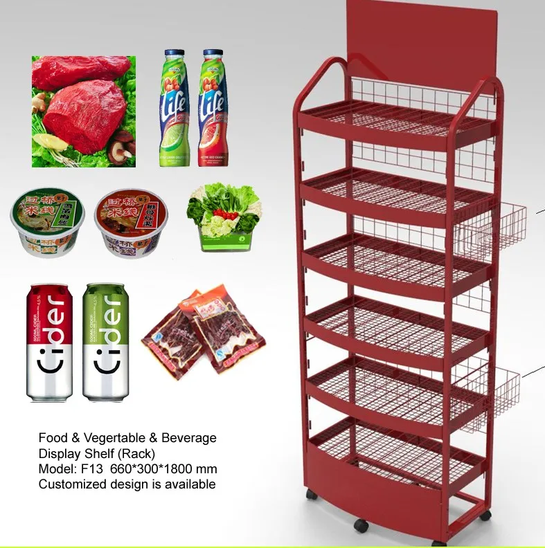 Floor Standing Supermarket Promotion Price Metal Beef Jerky Display