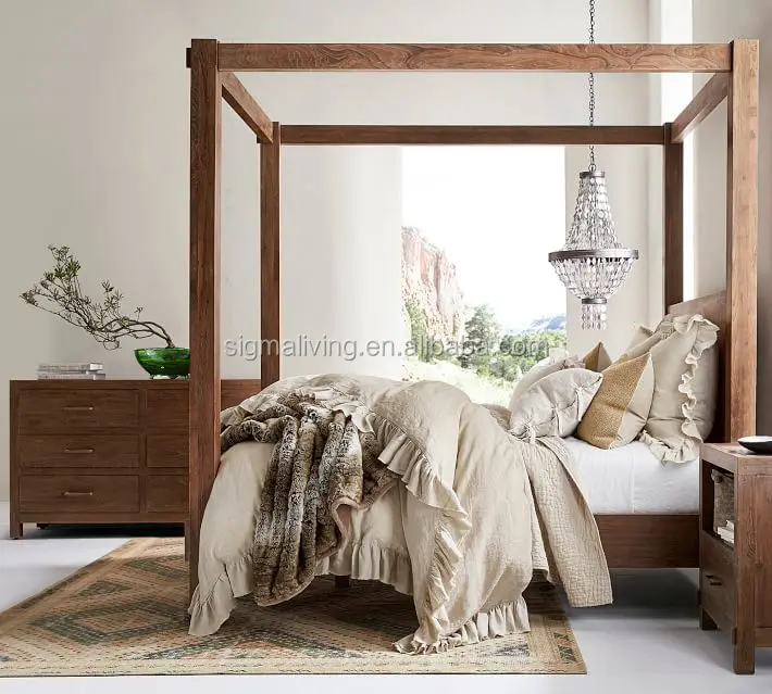 Beach house luxury teak furniture teak canopy bed