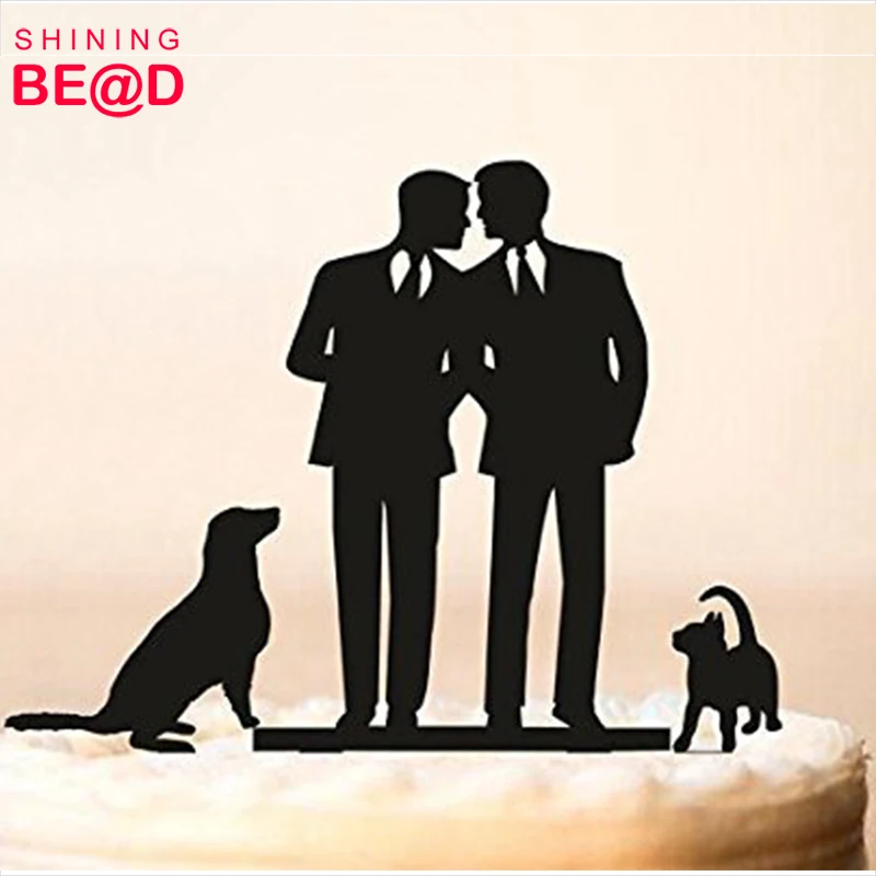猫犬とゲイのウェディングケーキトッパー 男性のウェディングギフトのためのゲイのシルエット Buy 動物ケーキトッパー ウェディングケーキトッパー猫と犬 男性の結婚式のギフト Product On Alibaba Com