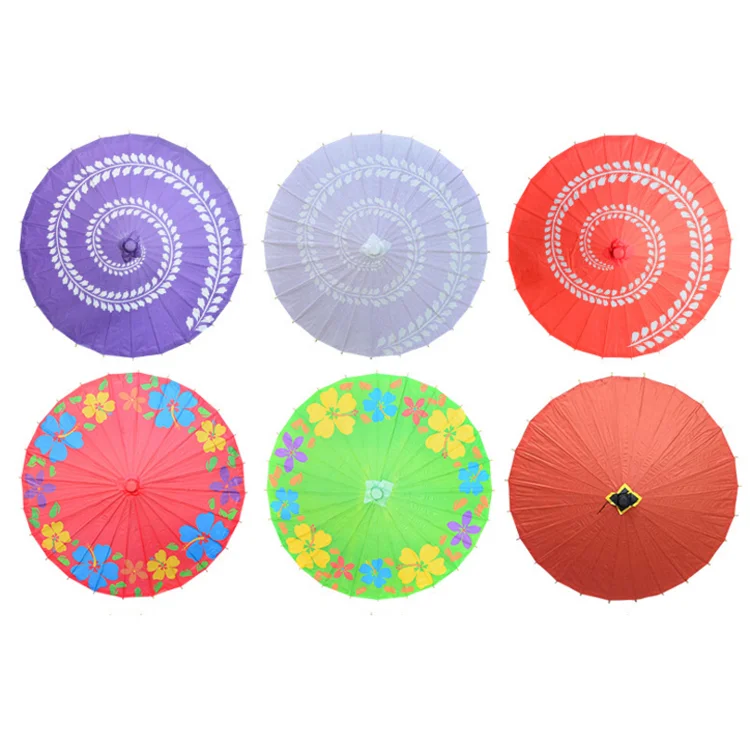Children Diy Customized White Color Chinese Oil Paper Umbrella For