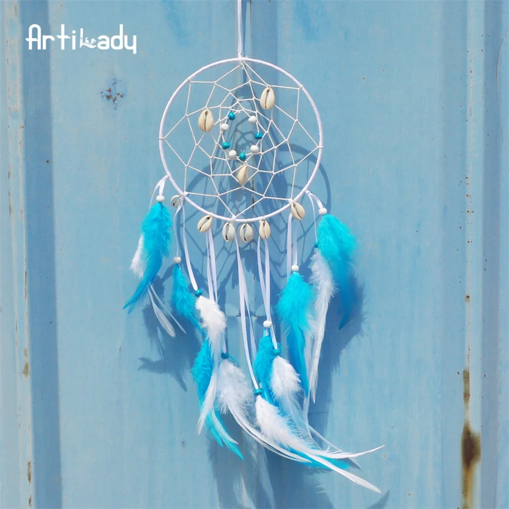 Artilady Blau Feder Muscheln Ozean Boho Nautischen Schlafzimmer