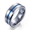 Huilin Customized Wholesale 8MM Tungsten Steel Blue Rings Hipster Personality Ring
