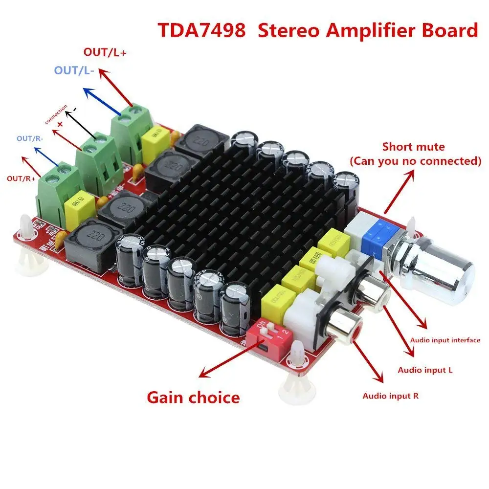 elinke TDA7498 DC 14-34V Amplifier Board of Class D 2X100W Dual Channel Audio Stereo Amplifier Board XH-M510