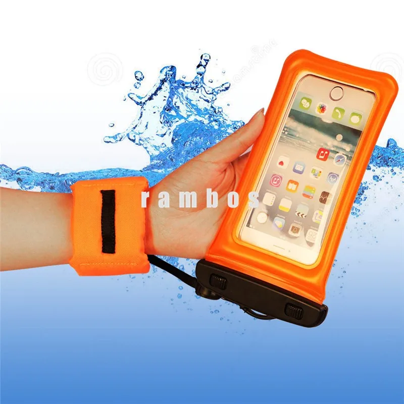 Universal Water Proof Cell Phone Case Bag Pouch Floating Wrist Strap Ipx8 Underwater Swimming 
