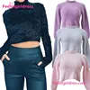 4 Colors Chic Hairy Long Sleeve Sweaters Ladies Sexy Crop Top