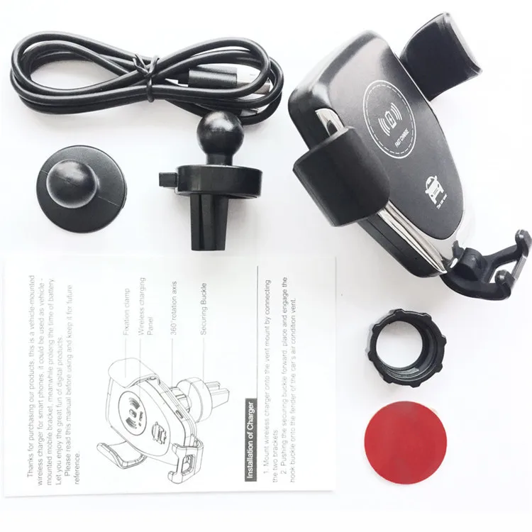 10w Fast Charging Mount Wireless Car Charger For Samsung Galaxy Iphone