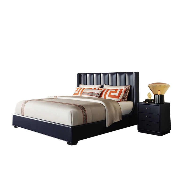 China Import Furniture Bedroom Latest Design Grey King Size Genuine