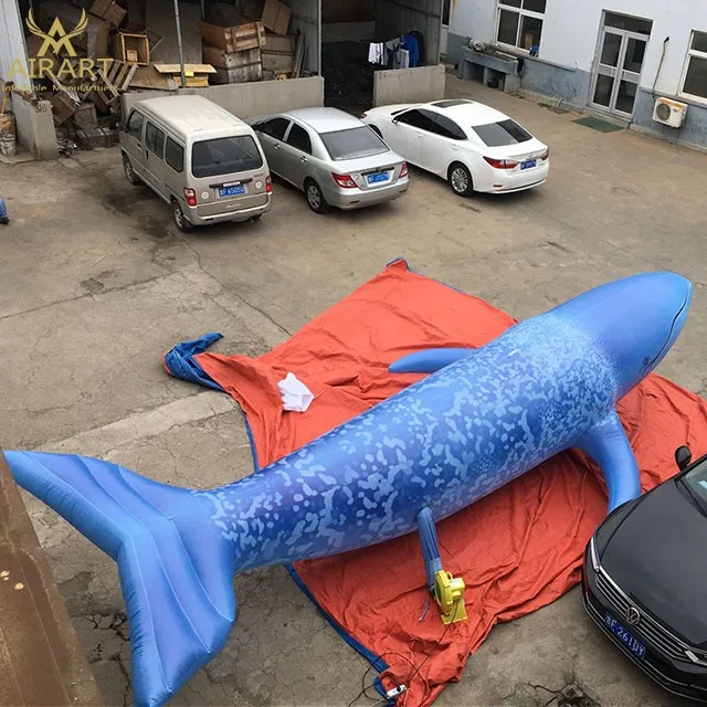 Beauty Inflatable Blue Whale For Advertising With 16 Colors Led