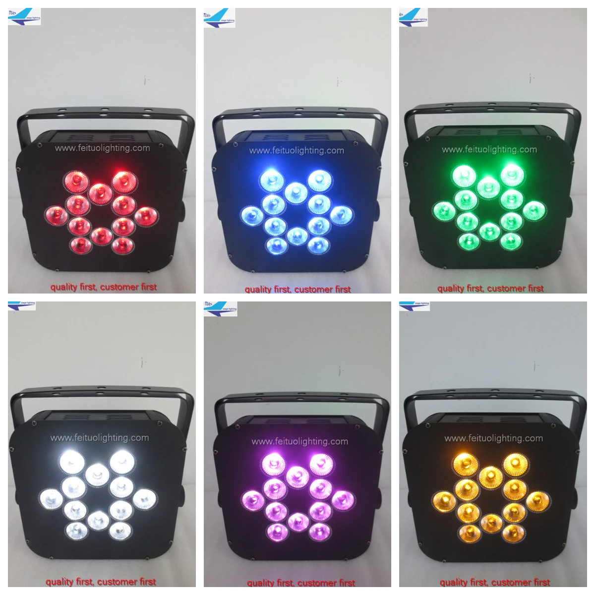 high quality 12x18w RGBWA UV Pink 7in1 full color dmx wireless battery powered dmx led flat par light led flat light par