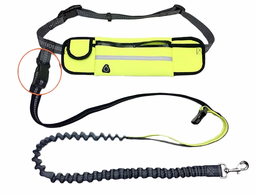 Pets Dog Elastic Leash Sports Waist Belt Pouch Bag Running Reflective Rope Strap 