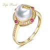 New fine jewelry 9K gold diamond Ruby pearl finger ring designs