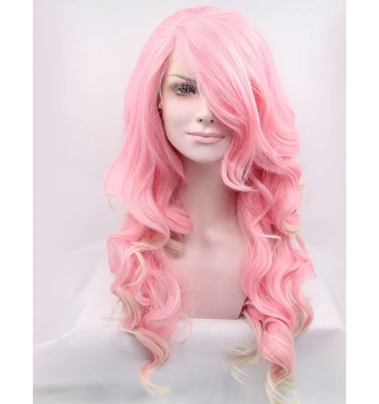 pink and white wig