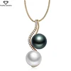 Silver chains prices jewelry rhinestone pendent two pearl necklace designs small wholesale