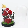 New style natural eternal preserved stabilized roses flower head with stem flower in glass dome with gift box