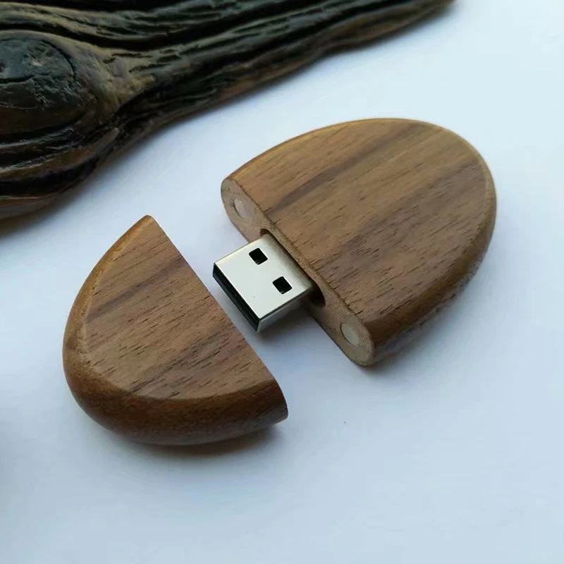Bulk new Oval shape wooden usb stick customized wood usb drive with keychain - ANKUX.COM