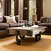 retro wood coffee table with wheels,Trailer table, country style, easy to move