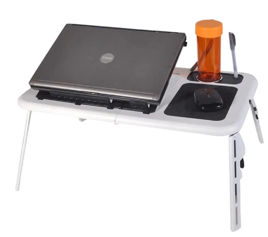 Viment Multi-Functional Laptop Table Stand with Cooling Fan - Portable, Folding Table for Laptops , Height Adjustable (White)