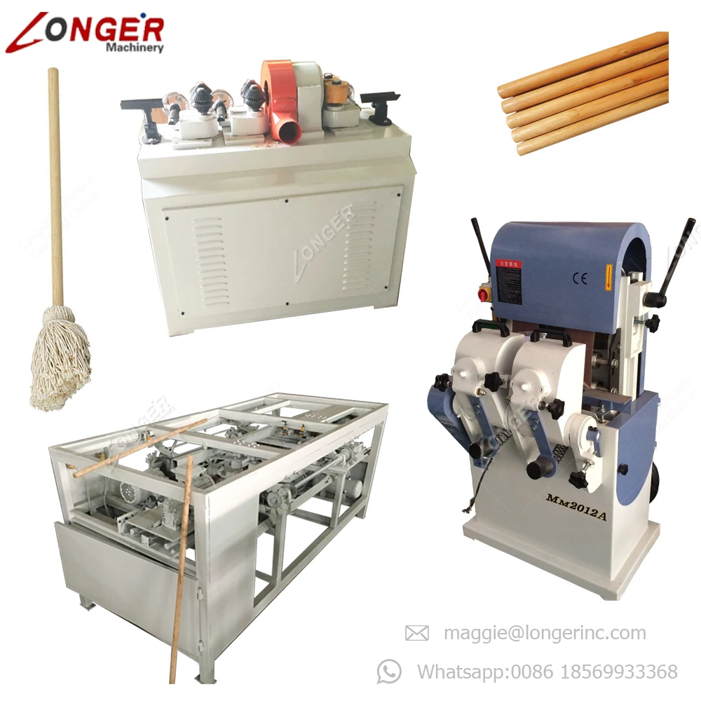 Automatic Round Rod Hammer Handle Milling Sanding Wood Broom Shovel Mop Handle Threading Machine
