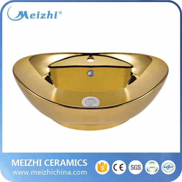Ceramic golden bowl sinks basins