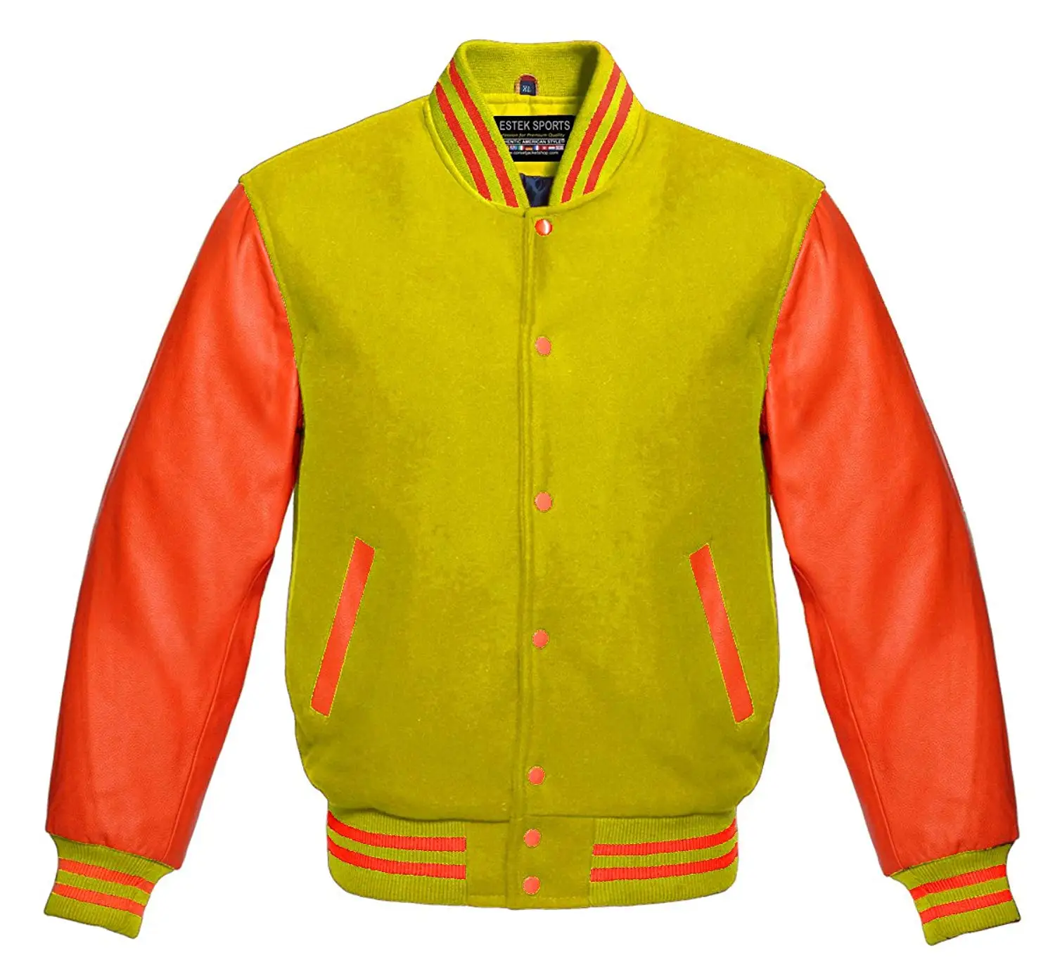 red and yellow varsity jacket