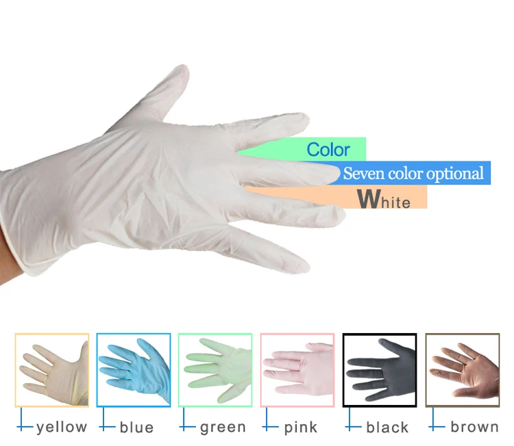 Colored disposable powder free nitrile gloves