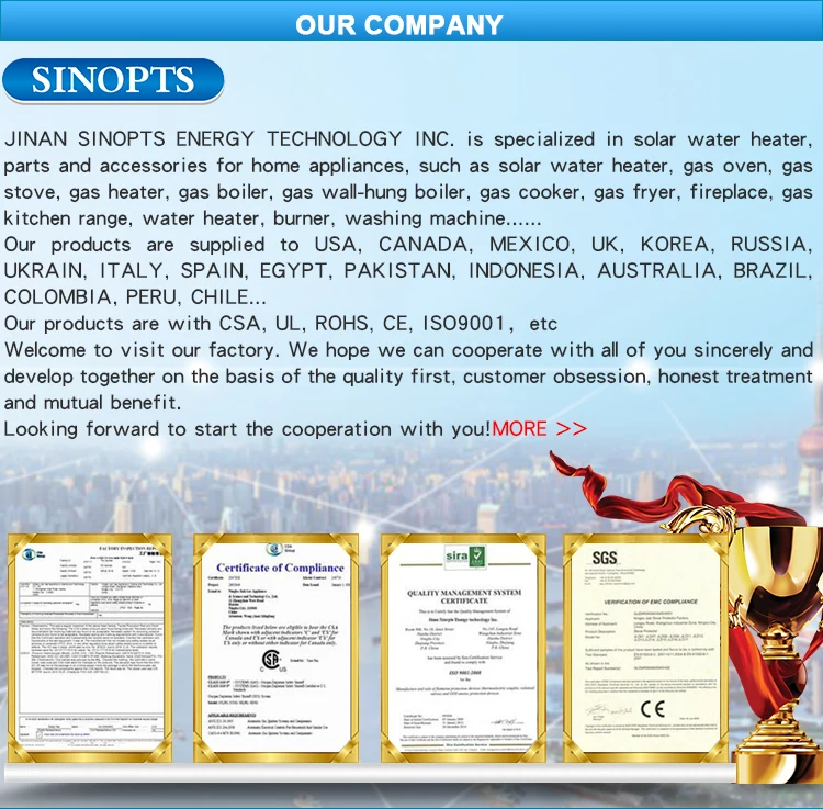 Sinopts temperature resistance gas cooker control valve