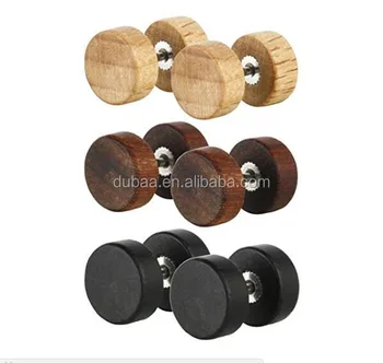 Stainless Steel Men Earrings Studs Wooden Cheater Plugs Stud Stainless Steel Men Earrings Studs Wooden Cheater Plugs Stud For Boys Hypoallergenic Fake Ear