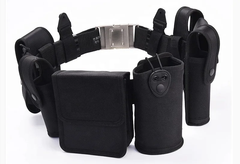 Armed Eightpiece Pouches Belt Utility Kit Security Belt Black Multifunctional Security Patrol