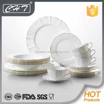 Geprägte Luxus Royal Bone China Geschirr Mit Goldrand Für Hotel Und