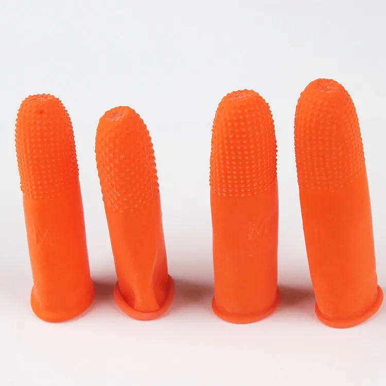 Antiskip Orange Protect Finger Cots,Latex Antiskid Finger Cots