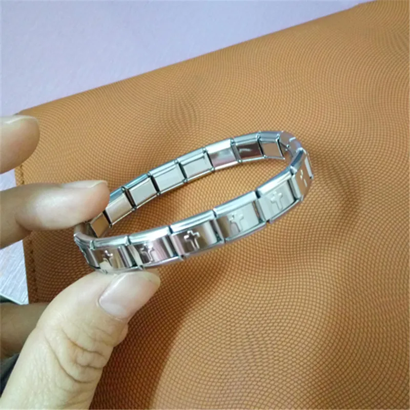 Popular Jewelry Stainless Steel Metal Cross Pattern Italian Charm