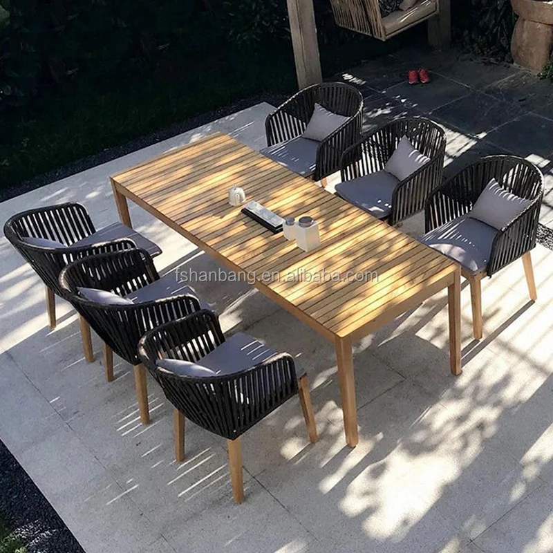 Fantastic Design Outdoor bing Cords Garden Wood Dining Table Rope
