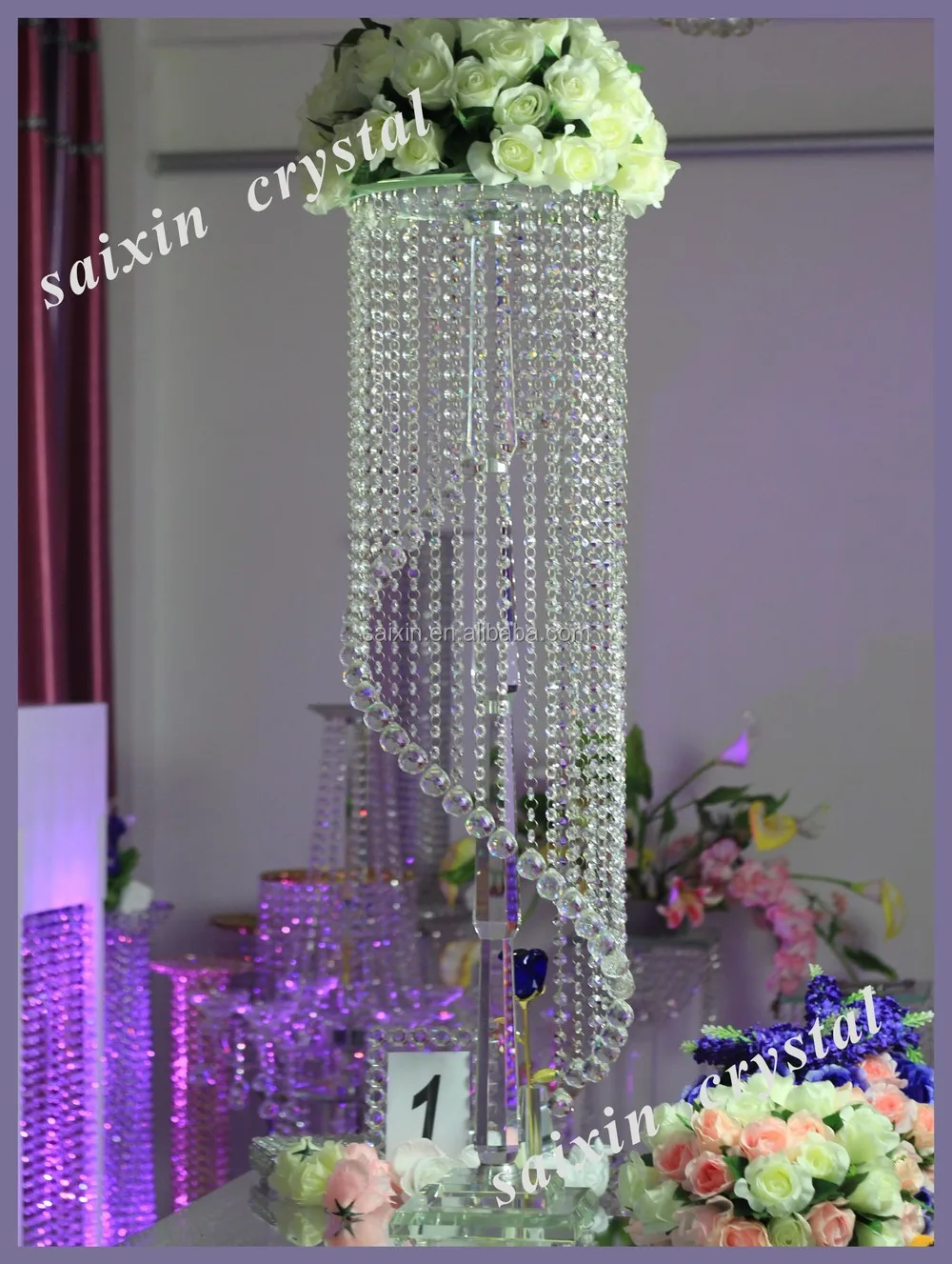 Chic Wedding Decoration Tall Spiral Crystal Flower Stand Zt 100