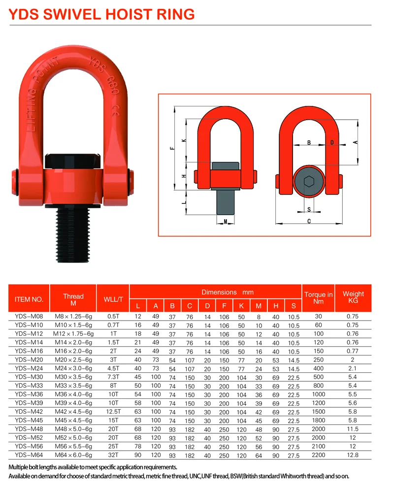 Details about   JDT Hoist 6.7 Ton Lifting Ring 