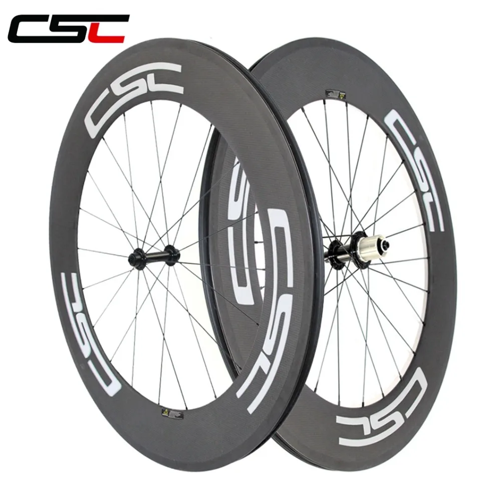 Carbon 700c Cycling Bicycle Racing Wheels 88mm Depth 23mm Tubular Road