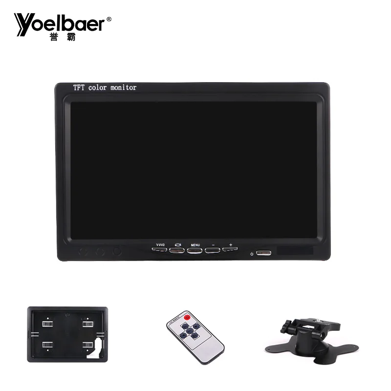 PONPY 7 Ultra Thin 16:9 HD 800x480 Color TFT LCD Car Rear View Monitor Headrest Reverse Display Monitor Support 2-CH Video HDMI Audio VGA Input 