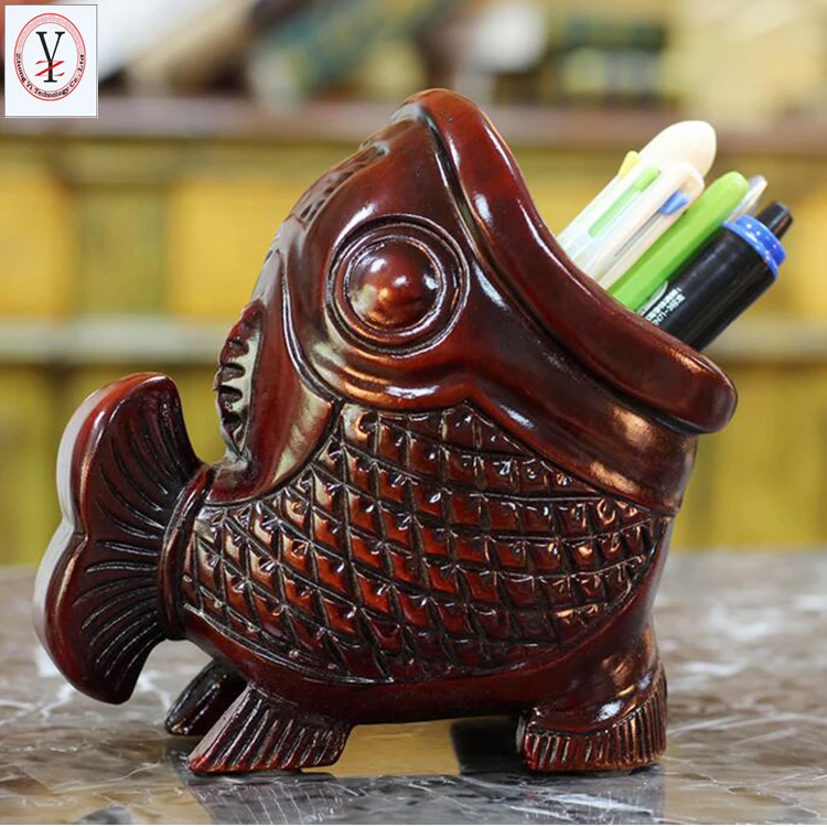 Lunarable Fly Fishing Pencil Pen Holder, Outline Sketchy Drawings of  Fishing Accessories Fisherman Tools, Printed Ceramic Pencil Pen Holder for  Desk