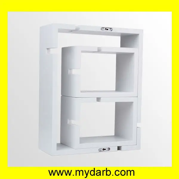 NEW WHITE FLOATING CUBE WALL MOUNTED SHELVES CONCEALED SHELVING STORAGE DISPLAY