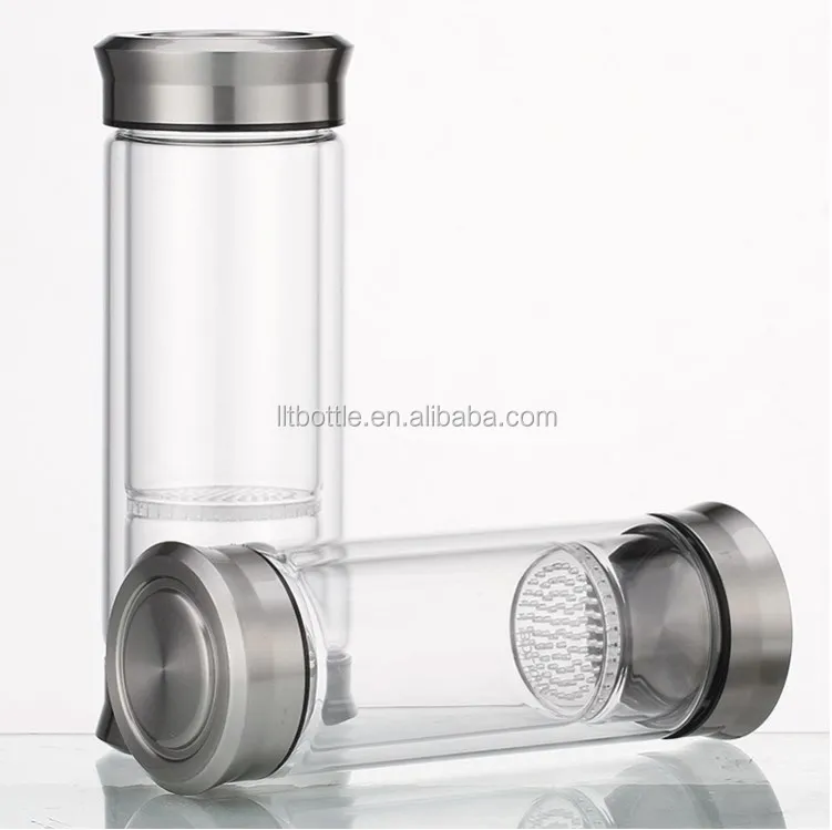 Double Wall Insulated Drink Tea Water Voss Glass Water Bottle With