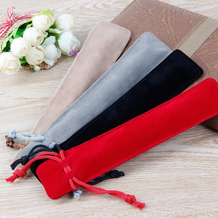 Custom Logo Promotional Long Fabric Velvet Gift Wrap Pen Bag - Buy Gift ...