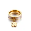 Best Quality Fancy Stainless Steel White Shell Bear Charm Ring Mother Of Pearl Gold Ring